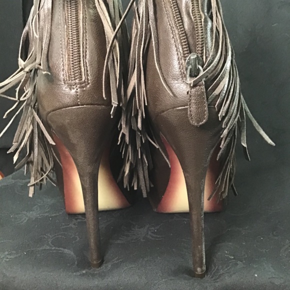 Boutique 9 Chocolate Brown Leather Bootie with Peep toe - Picture 6 of 9